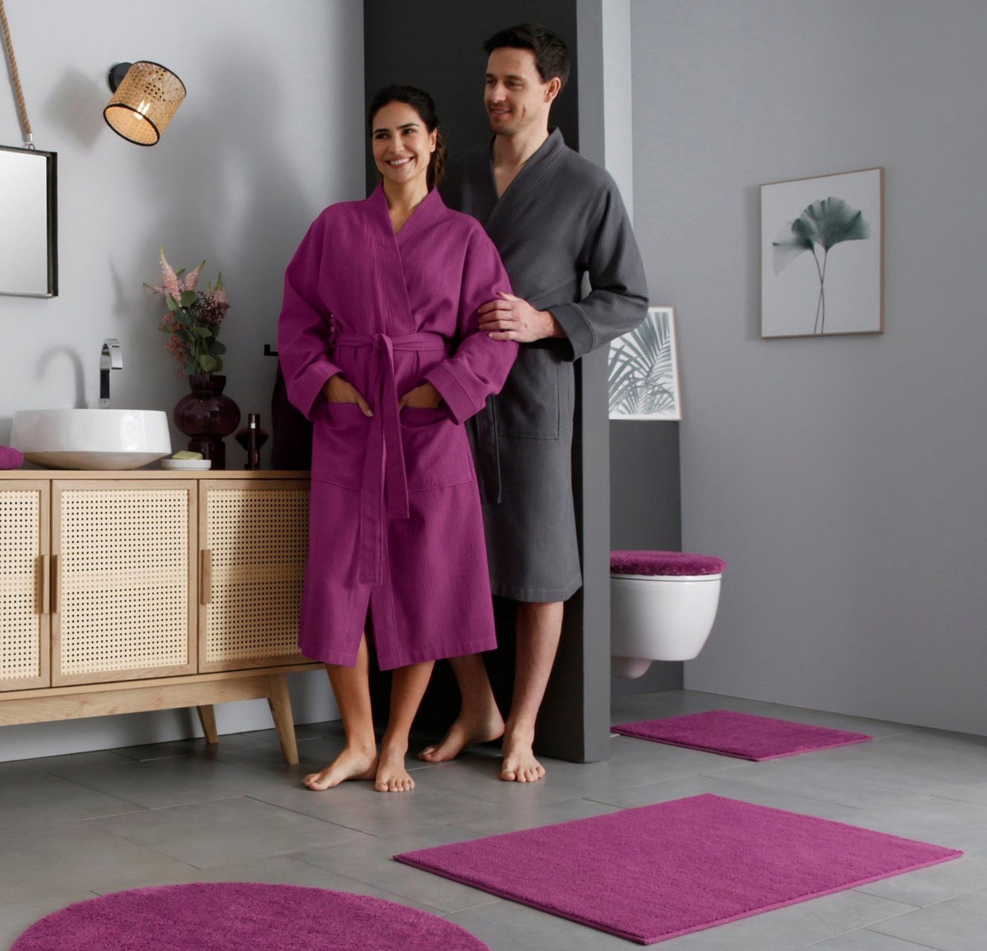 OTTO home Badematte Vanessa, Badvorleger, Badezimmer Teppich, Höhe 10 mm, rutschhemmend beschichtet, schnell trocknend, strapazierfähig, fußbodenheizungsgeeigne – Bild 2 von 5
