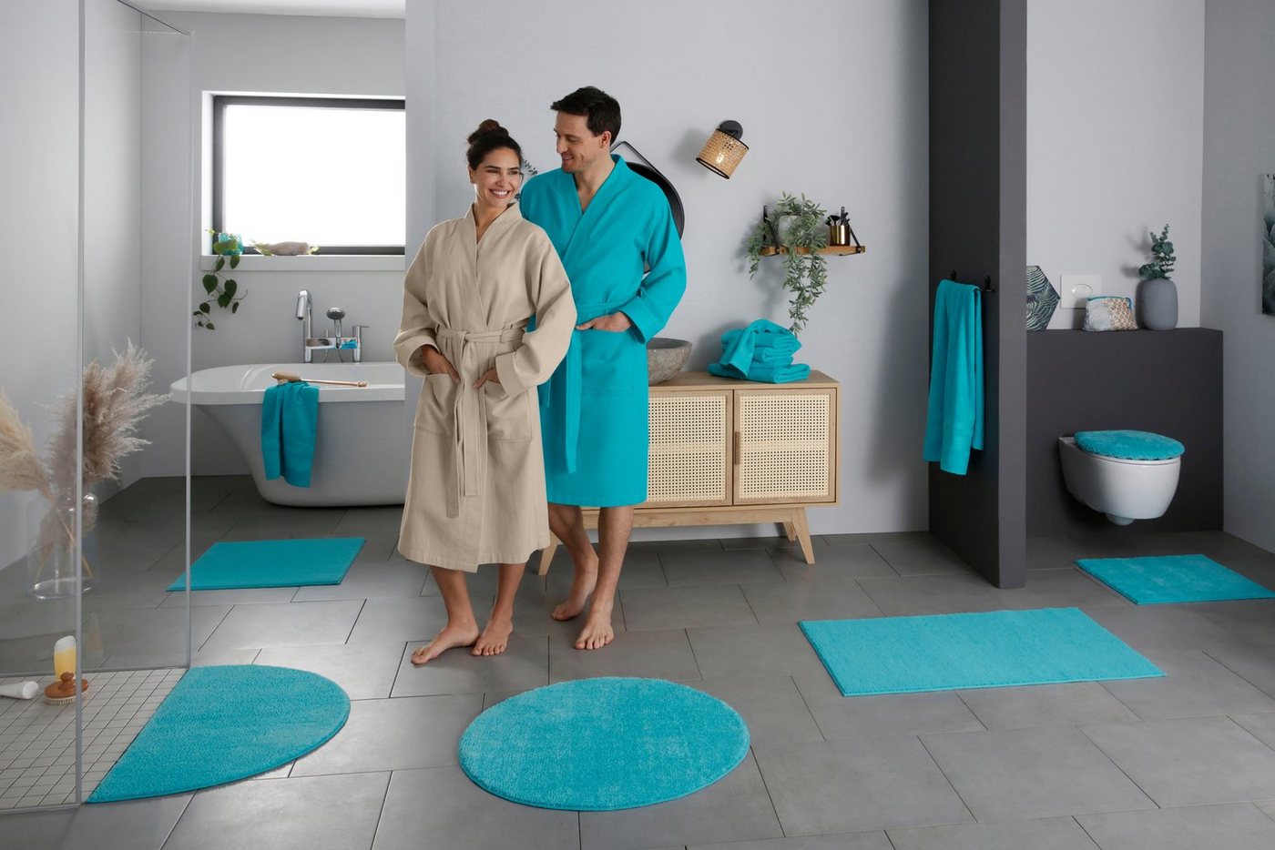 OTTO home Badematte Vanessa, Badvorleger, Badezimmer Teppich, Höhe 10 mm, rutschhemmend beschichtet, schnell trocknend, strapazierfähig, fußbodenheizungsgeeigne – Bild 2 von 5