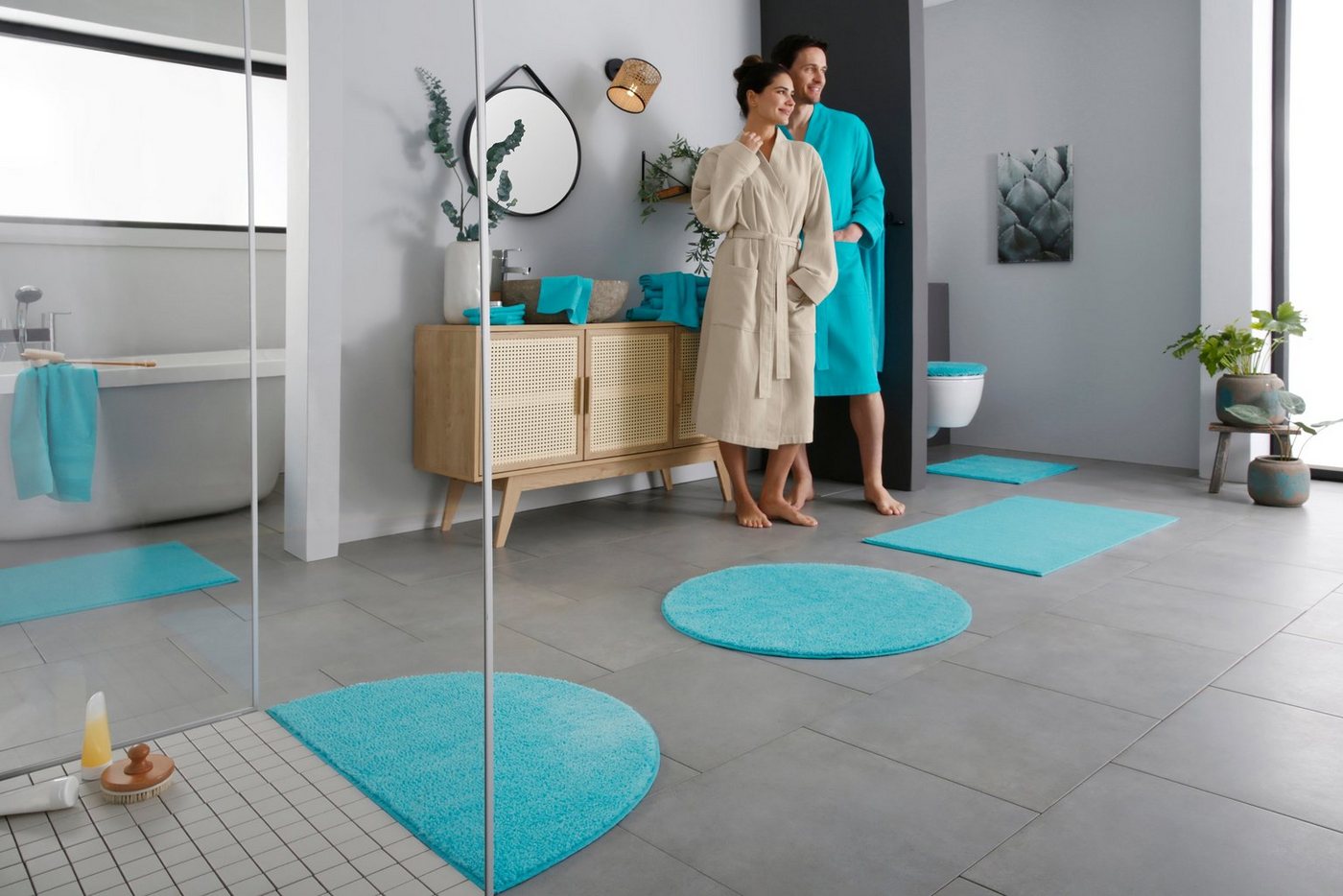 OTTO home Badematte Vanessa, Badvorleger, Badezimmer Teppich, Höhe 10 mm, rutschhemmend beschichtet, schnell trocknend, strapazierfähig, fußbodenheizungsgeeigne – Bild 2 von 5
