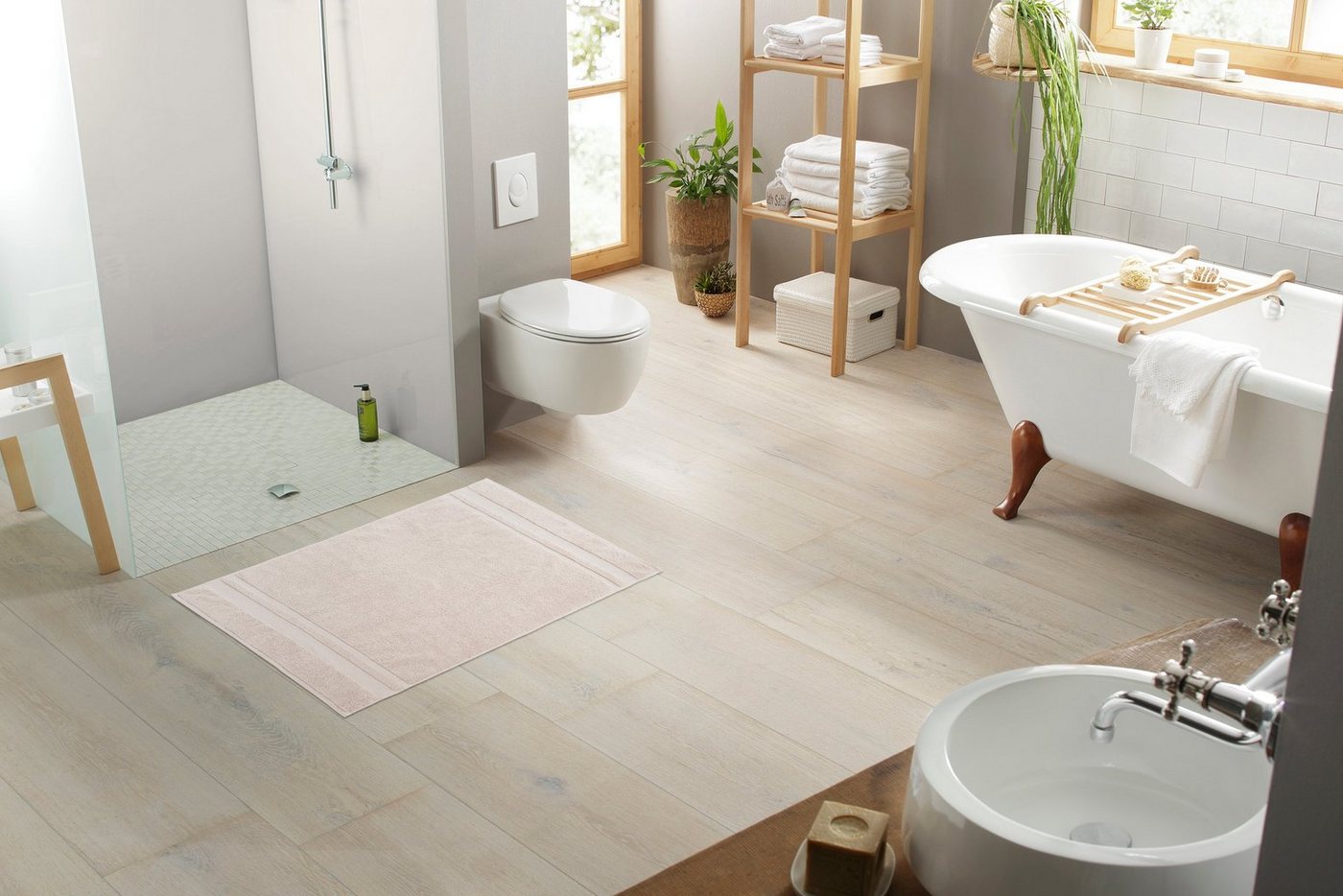 OTTO home Badematte Vanessa, 2 tlg. Hotelmatten-Set, 50x70cm, Standard & Premium, schnell trocknend, beidseitig nutzbar, strapazierfähig, Baumwolle, rechteckig, – Bild 2 von 5
