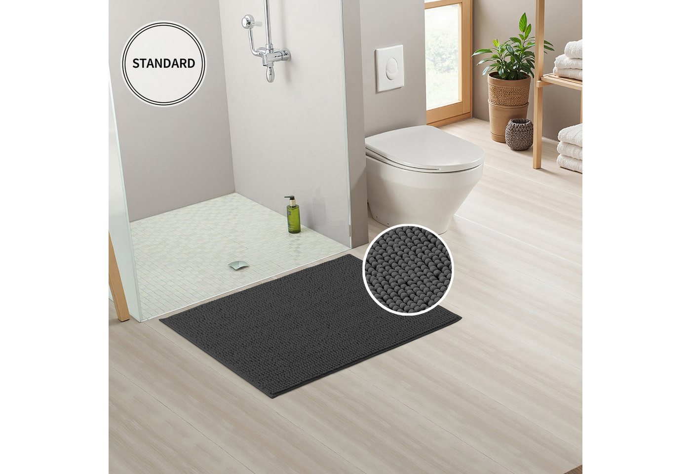 OTTO home Badematte Vanessa Chenille, Standard & Premium, 15cm oder 20cm, auch als 2er Set, rutschhemmend beschichtet, schnell trocknend, strapazierfähig, fußbo – Bild 3 von 5