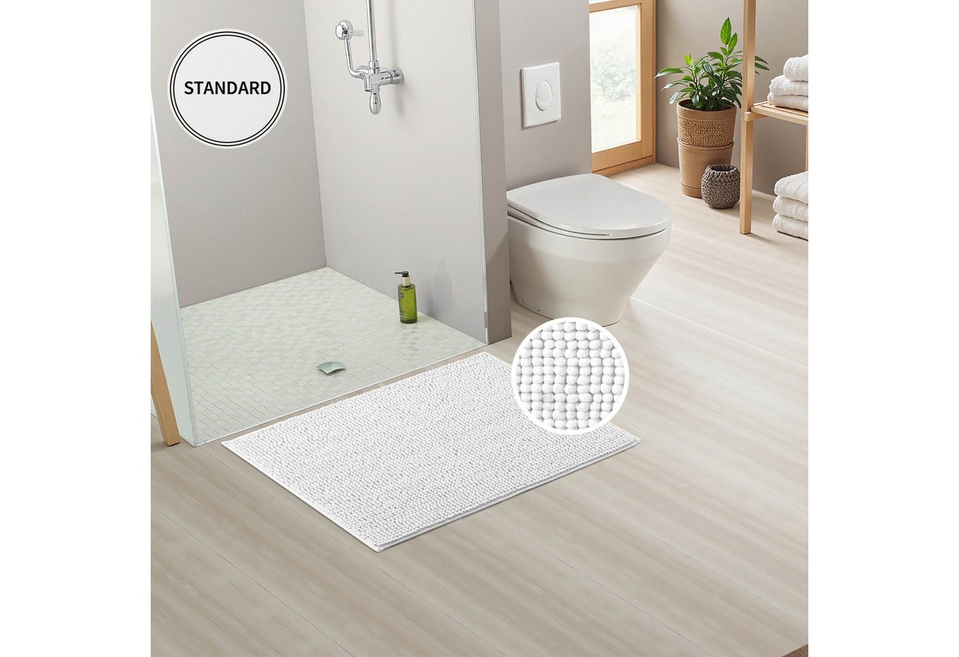 OTTO home Badematte Vanessa Chenille, Standard & Premium, 15cm oder 20cm, auch als 2er Set, rutschhemmend beschichtet, schnell trocknend, strapazierfähig, fußbo – Bild 3 von 5