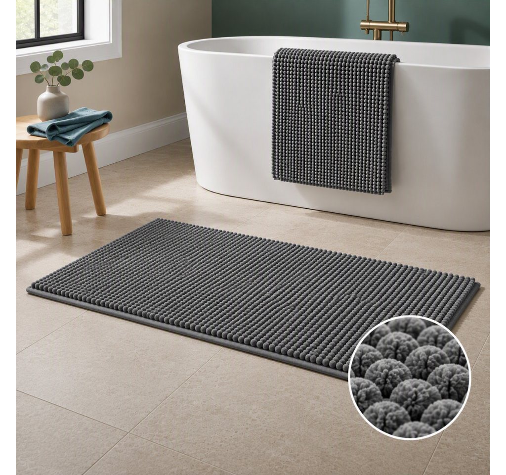 OTTO home Badematte Vanessa Chenille, Standard & Premium, 15cm oder 20cm, auch als 2er Set, rutschhemmend beschichtet, schnell trocknend, strapazierfähig, fußbo – Bild 2 von 5