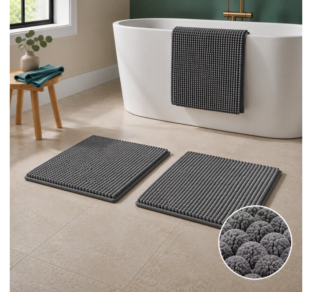 OTTO home Badematte Vanessa Chenille, Standard & Premium, 15cm oder 20cm, auch als 2er Set, rutschhemmend beschichtet, schnell trocknend, strapazierfähig, fußbo – Bild 2 von 5