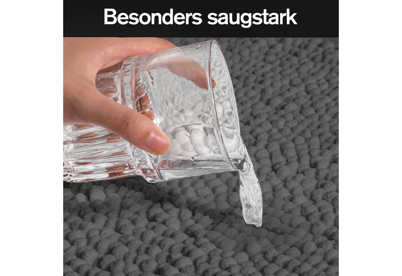OTTO home Badematte Vanessa Chenille, Standard & Premium, 15cm oder 20cm, auch als 2er Set, rutschhemmend beschichtet, schnell trocknend, strapazierfähig, fußbo – Bild 4 von 5