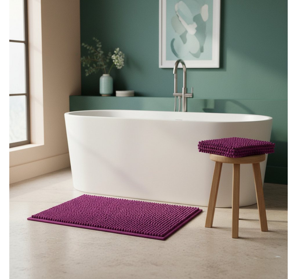OTTO home Badematte Vanessa Chenille, Standard & Premium, 15cm oder 20cm, auch als 2er Set, rutschhemmend beschichtet, schnell trocknend, strapazierfähig, fußbo – Bild 2 von 5