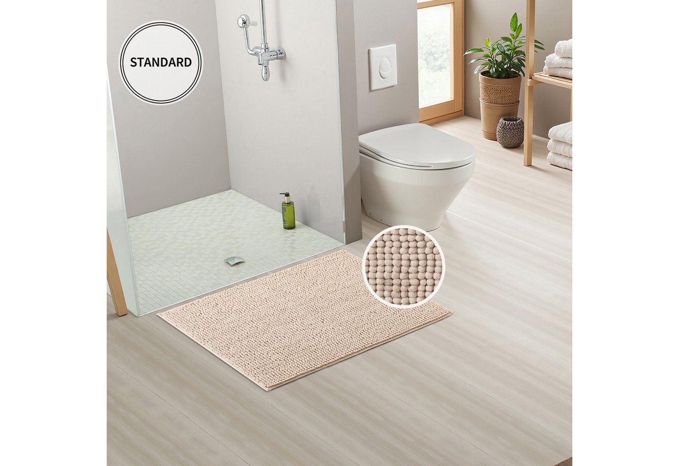 OTTO home Badematte Vanessa Chenille, Standard & Premium, 15cm oder 20cm, auch als 2er Set, rutschhemmend beschichtet, schnell trocknend, strapazierfähig, fußbo – Bild 3 von 5