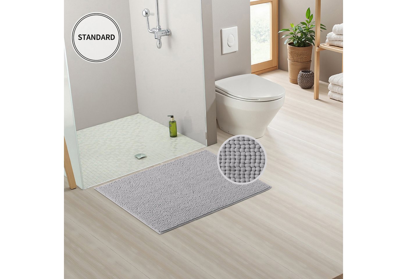 OTTO home Badematte Vanessa Chenille, Standard & Premium, 15cm oder 20cm, auch als 2er Set, rutschhemmend beschichtet, schnell trocknend, strapazierfähig, fußbo – Bild 3 von 5