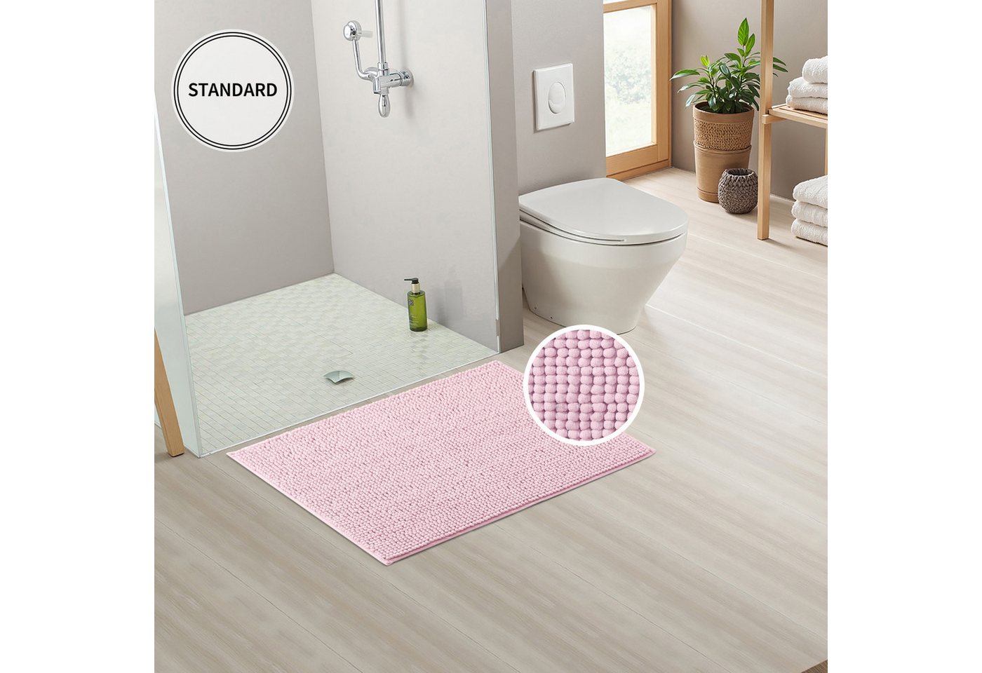 OTTO home Badematte Vanessa Chenille, Standard & Premium, 15cm oder 20cm, auch als 2er Set, rutschhemmend beschichtet, schnell trocknend, strapazierfähig, fußbo – Bild 3 von 5
