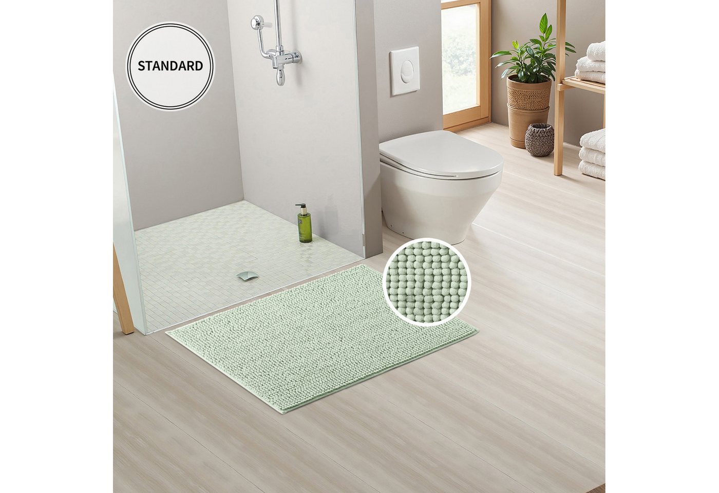 OTTO home Badematte Vanessa Chenille, Standard & Premium, 15cm oder 20cm, auch als 2er Set, rutschhemmend beschichtet, schnell trocknend, strapazierfähig, fußbo – Bild 3 von 5