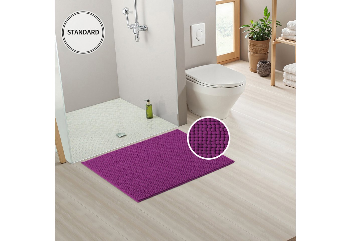 OTTO home Badematte Vanessa Chenille, Standard & Premium, 15cm oder 20cm, auch als 2er Set, rutschhemmend beschichtet, schnell trocknend, strapazierfähig, fußbo – Bild 3 von 5
