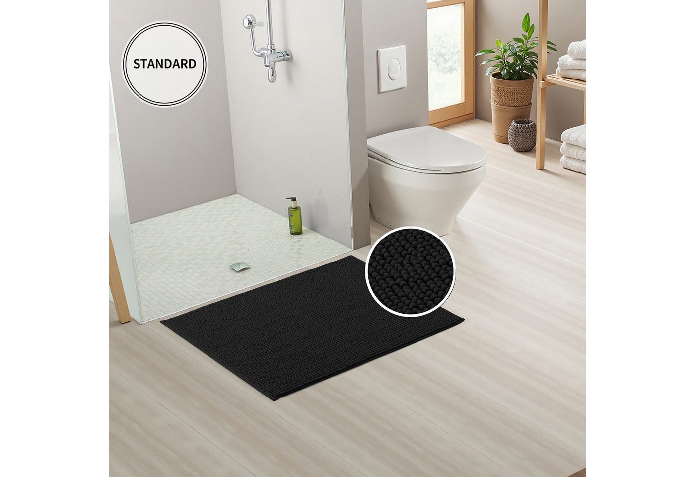OTTO home Badematte Vanessa Chenille, Standard & Premium, 15cm oder 20cm, auch als 2er Set, rutschhemmend beschichtet, schnell trocknend, strapazierfähig, fußbo – Bild 3 von 5