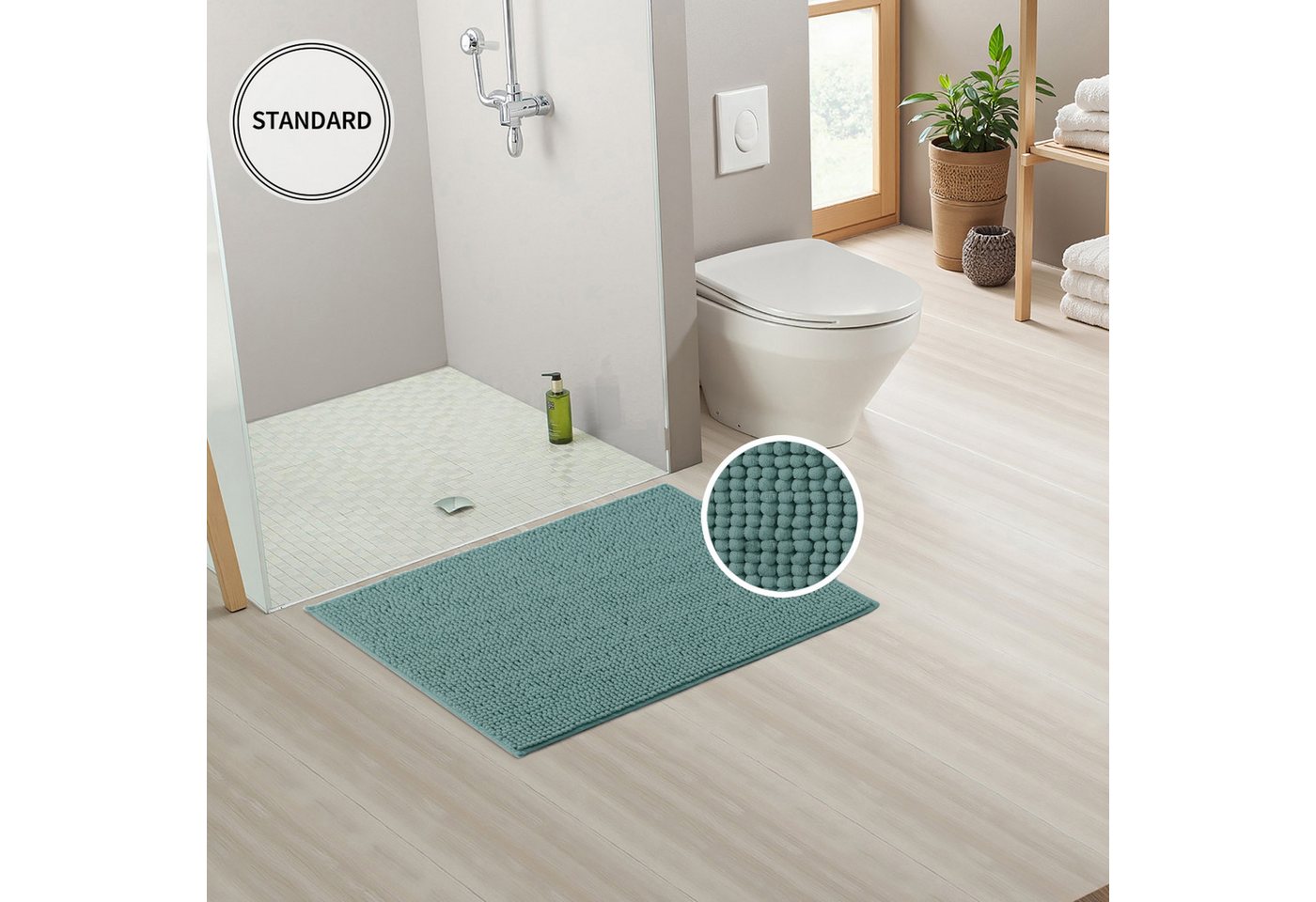 OTTO home Badematte Vanessa Chenille, Standard & Premium, 15cm oder 20cm, auch als 2er Set, rutschhemmend beschichtet, schnell trocknend, strapazierfähig, fußbo – Bild 3 von 5