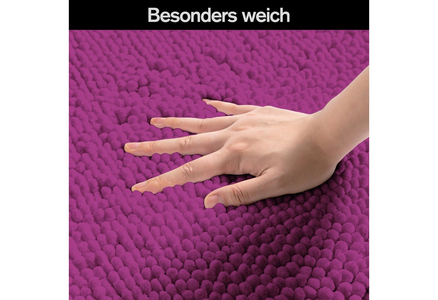 OTTO home Badematte Vanessa Chenille, Standard & Premium, 15cm oder 20cm, auch als 2er Set, rutschhemmend beschichtet, schnell trocknend, strapazierfähig, fußbo – Bild 4 von 5