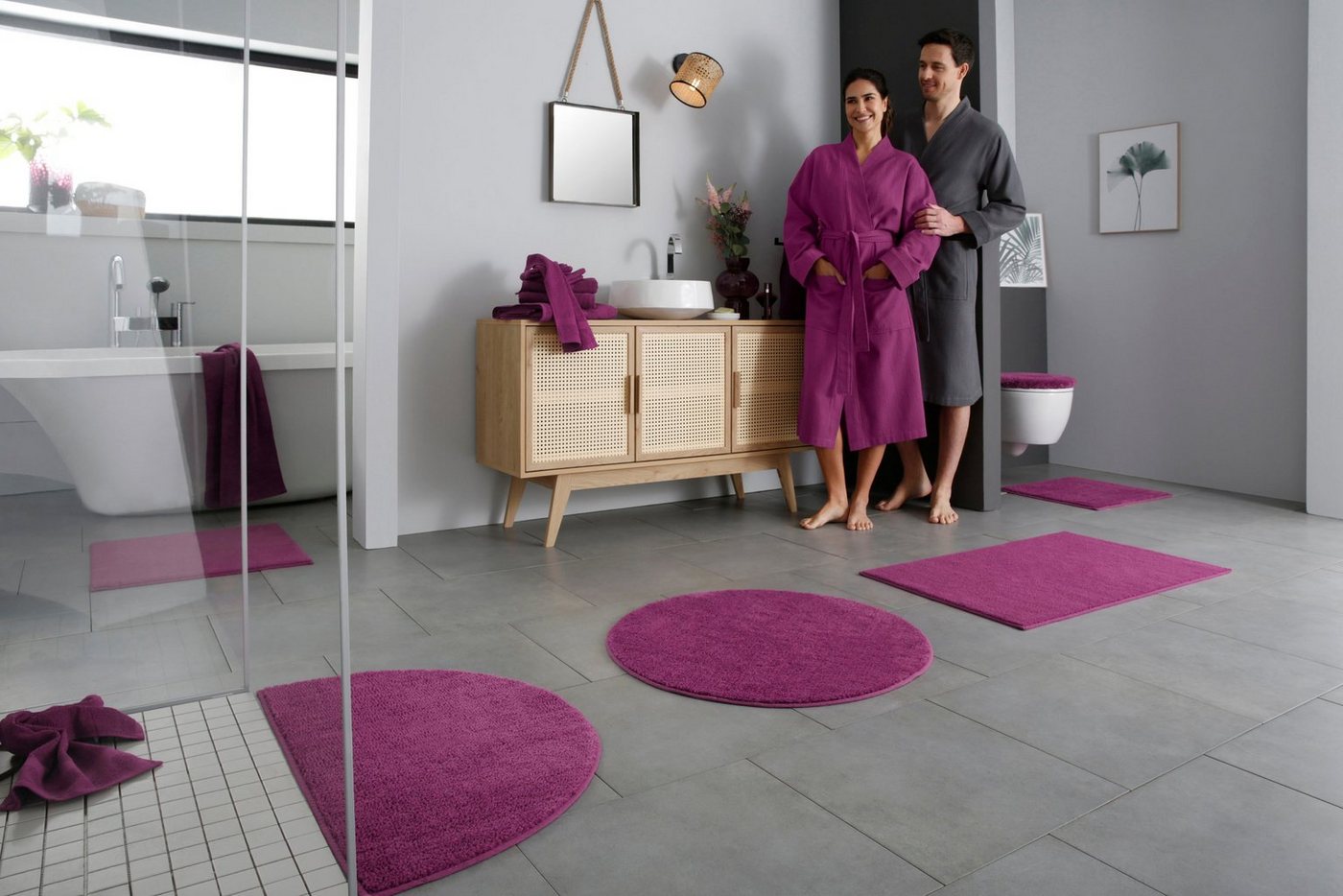 OTTO home Badematte Vanessa, Badvorleger, Badezimmer Teppich, Höhe 10 mm, rutschhemmend beschichtet, schnell trocknend, strapazierfähig, fußbodenheizungsgeeigne – Bild 2 von 5