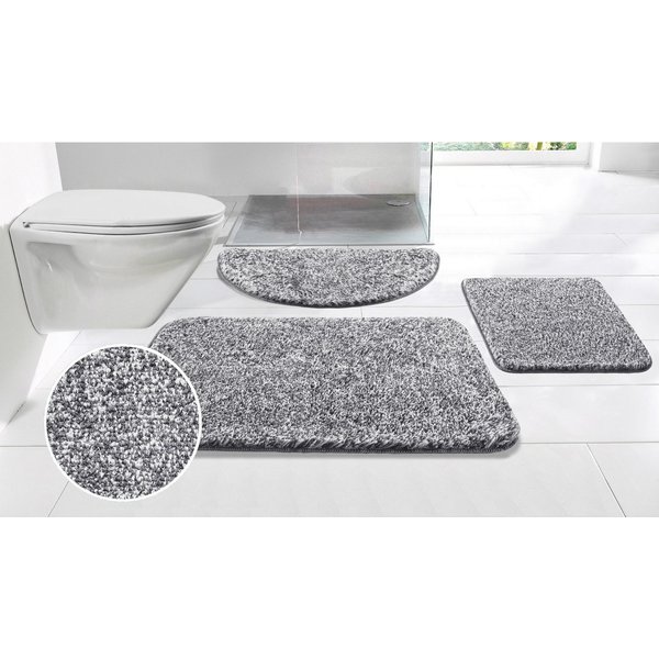 OTTO home Badematte Vanessa meliert, Badvorleger, Badezimmer Teppich, Duschvorleger, Höhe 20 mm, rutschhemmend beschichtet, strapazierfähig, Polyester, halbrund