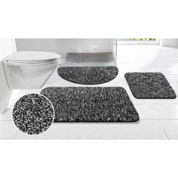 OTTO home Badematte Vanessa meliert, Badvorleger, Badezimmer Teppich, Duschvorleger, Höhe 20 mm, rutschhemmend beschichtet, strapazierfähig, Polyester, halbrund