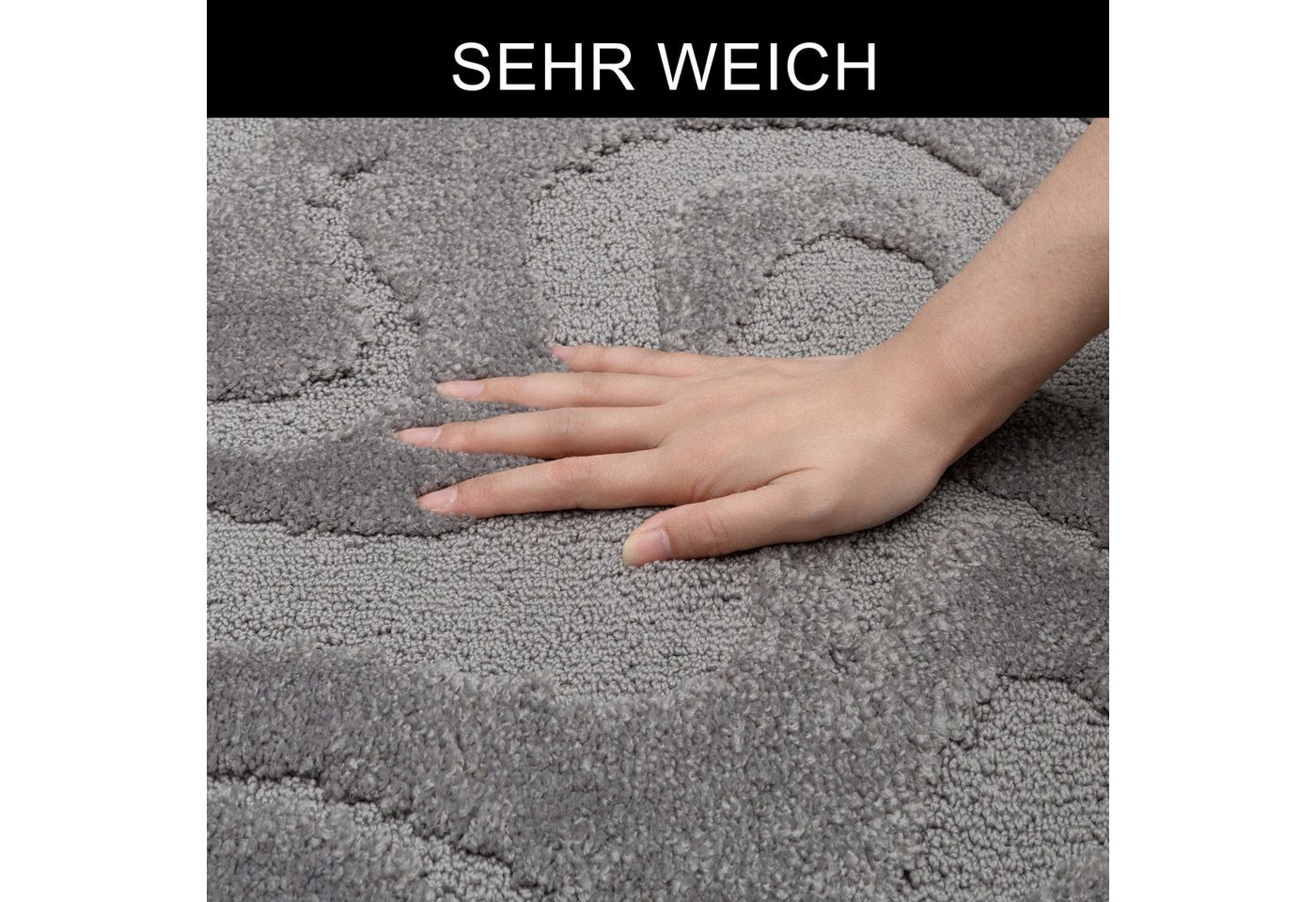 OTTO home Badematte Wave, Badvorleger, Badezimmer Teppich, Höhe 10 mm, rutschhemmend beschichtet, schnell trocknend, fußbodenheizungsgeeignet, Polyester, rechte – Bild 4 von 5
