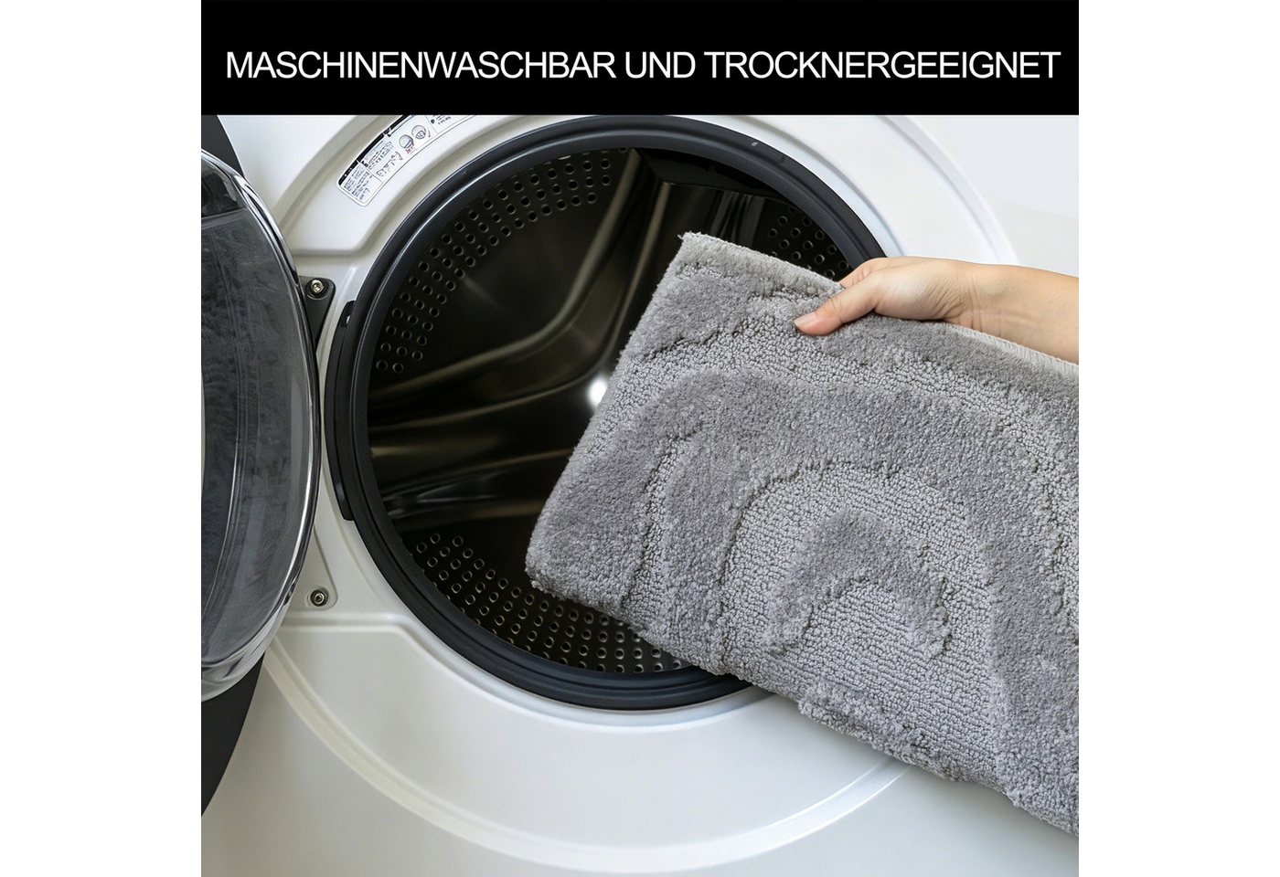 OTTO home Badematte Wave, Badvorleger, Badezimmer Teppich, Höhe 10 mm, rutschhemmend beschichtet, schnell trocknend, fußbodenheizungsgeeignet, Polyester, rechte – Bild 5 von 5