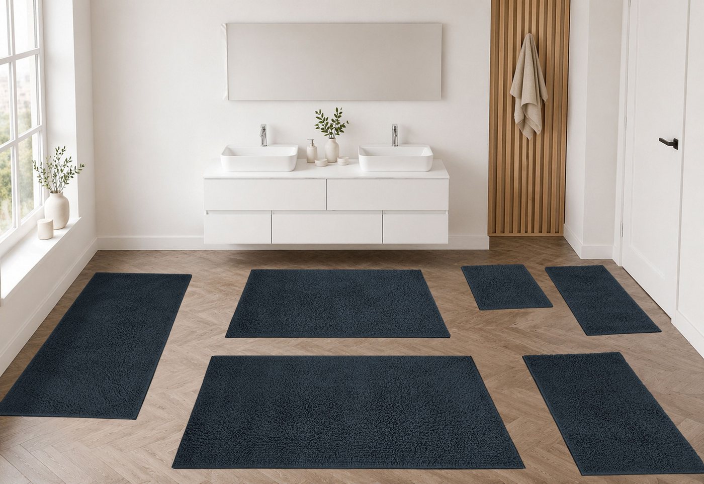 OTTO home Badematte Xennia, Badvorleger, Badezimmer Teppich, Duschvorleger, Höhe 28 mm, rutschhemmend beschichtet, schnell trocknend, Baumwolle, rechteckig, Bad – Bild 3 von 5