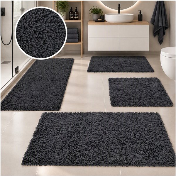 OTTO home Badematte Xennia, Badvorleger, Badezimmer Teppich, Duschvorleger, Höhe 28 mm, rutschhemmend beschichtet, schnell trocknend, Baumwolle, rechteckig, Bad