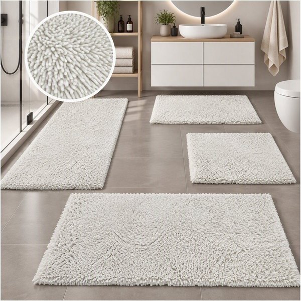 OTTO home Badematte Xennia, Badvorleger, Badezimmer Teppich, Duschvorleger, Höhe 28 mm, rutschhemmend beschichtet, schnell trocknend, Baumwolle, rechteckig, Bad