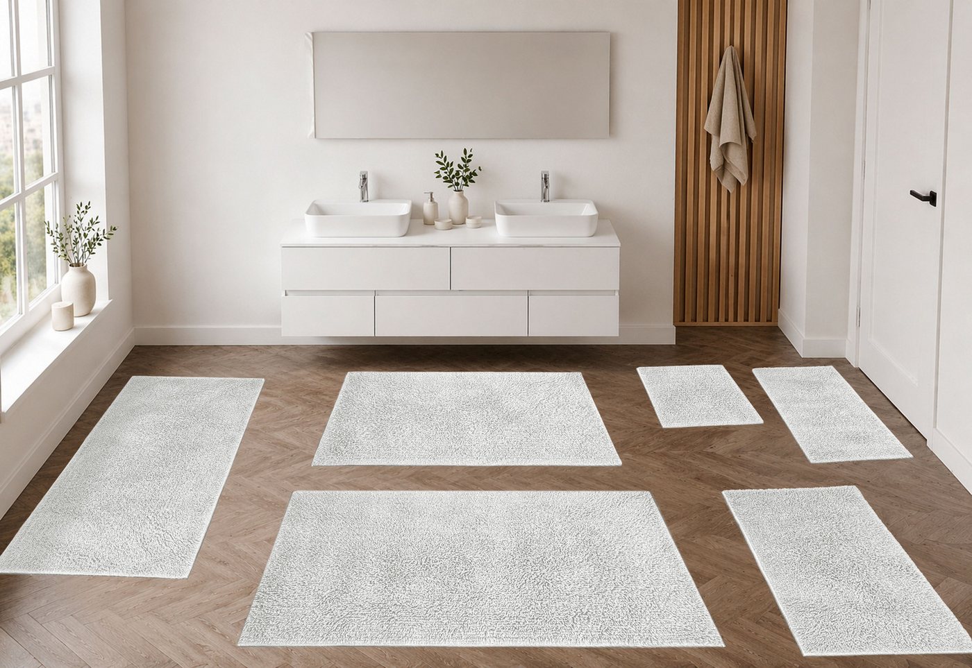 OTTO home Badematte Xennia, Badvorleger, Badezimmer Teppich, Duschvorleger, Höhe 28 mm, rutschhemmend beschichtet, schnell trocknend, Baumwolle, rechteckig, Bad – Bild 3 von 5