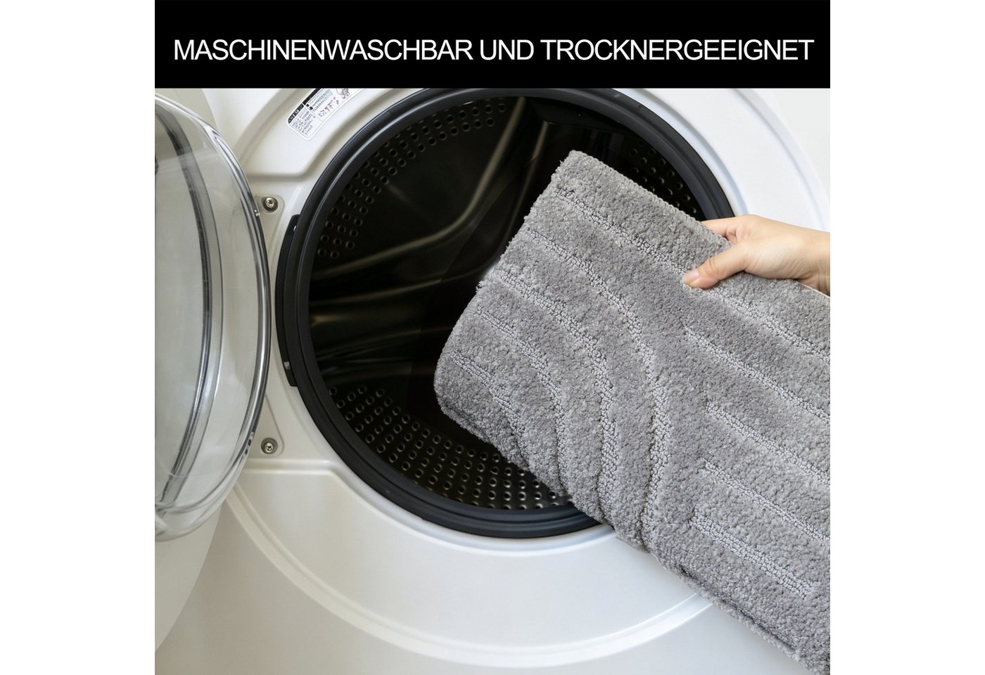 OTTO home Badematte Zen, Badvorleger, Badezimmer Teppich, Duschvorleger, Höhe 10 mm, rutschhemmend beschichtet, schnell trocknend, fußbodenheizungsgeeignet, Pol – Bild 5 von 5