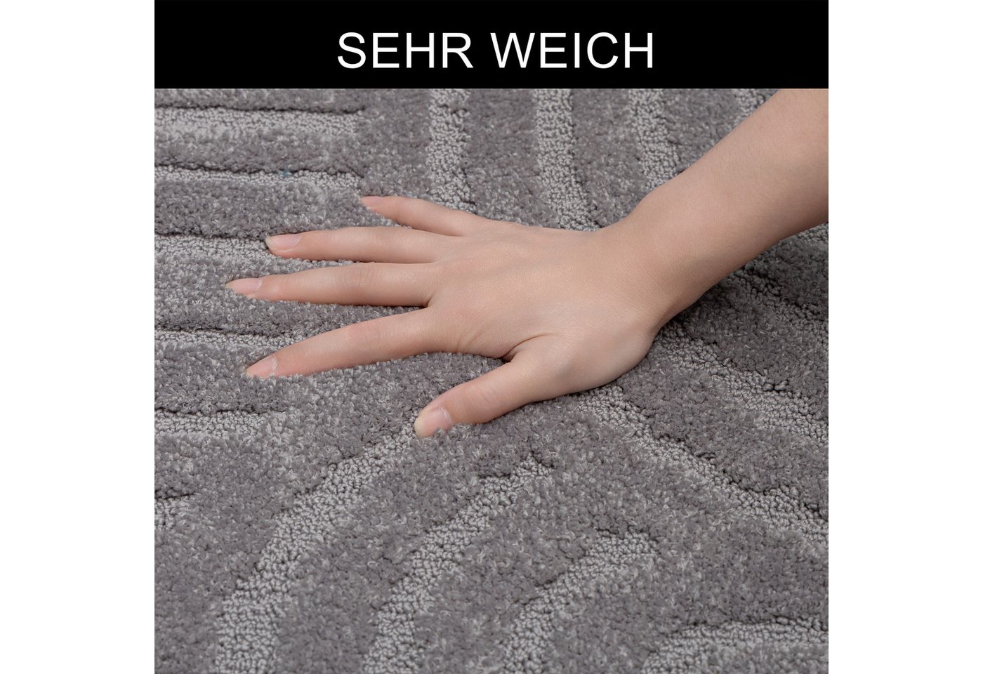 OTTO home Badematte Zen, Badvorleger, Badezimmer Teppich, Duschvorleger, Höhe 10 mm, rutschhemmend beschichtet, schnell trocknend, fußbodenheizungsgeeignet, Pol – Bild 3 von 5