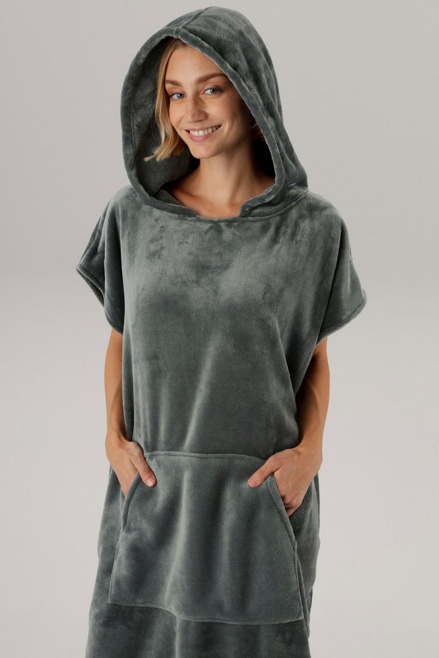 OTTO home Badeponcho Miia, Surfponcho ideal für Sauna, Spa & im Urlaub, Langform, Microfaser, Kapuze, ohne, weich und kuschelig, plüsch, Unisex, für Damen und H – Bild 3 von 5