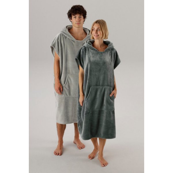 OTTO home Badeponcho Miia, Surfponcho ideal für Sauna, Spa & im Urlaub, Langform, Microfaser, Kapuze, ohne, weich und kuschelig, plüsch, Unisex, für Damen und H