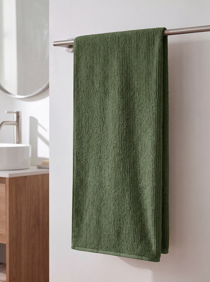 OTTO home Badetuch Riva, 80x150, Premium Handtücher, 500 gr/m², Webfrottier (1-St), Hoch-Tief-Struktur, Streifen, weich, 5 Jahre Garantie – Bild 2 von 5