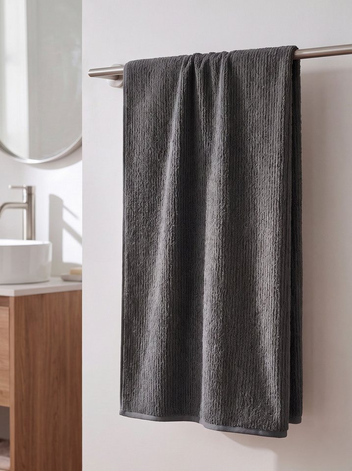 OTTO home Badetuch Riva, 80x150, Premium Handtücher, 500 gr/m², Webfrottier (1-St), Hoch-Tief-Struktur, Streifen, weich, 5 Jahre Garantie – Bild 2 von 5
