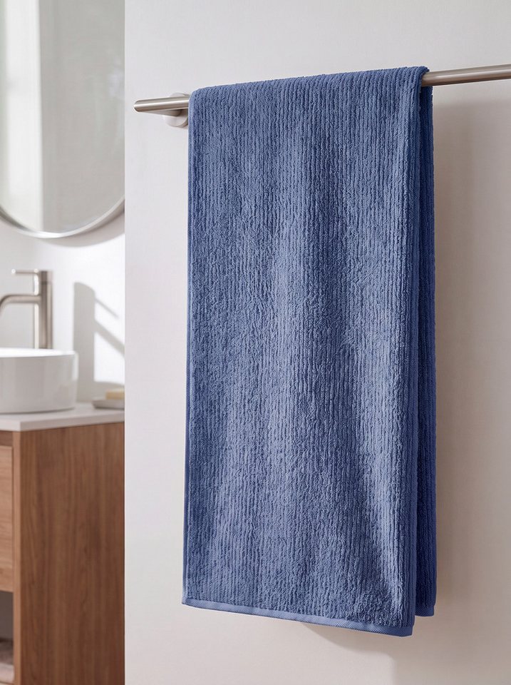 OTTO home Badetuch Riva, 80x150, Premium Handtücher, 500 gr/m², Webfrottier (1-St), Hoch-Tief-Struktur, Streifen, weich, 5 Jahre Garantie – Bild 2 von 5