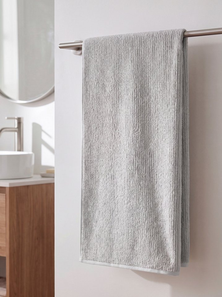 OTTO home Badetuch Riva, 80x150, Premium Handtücher, 500 gr/m², Webfrottier (1-St), Hoch-Tief-Struktur, Streifen, weich, 5 Jahre Garantie – Bild 2 von 5