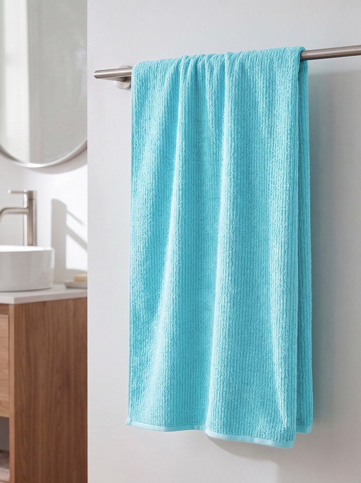 OTTO home Badetuch Riva, 80x150, Premium Handtücher, 500 gr/m², Webfrottier (1-St), Hoch-Tief-Struktur, Streifen, weich, 5 Jahre Garantie – Bild 2 von 5