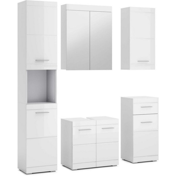 OTTO home Badmöbel-Set Föhr, (Set, 5-St), mit eleganten Hochglanzfronten, FSC® zertifiziert