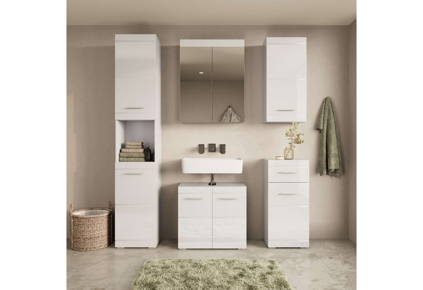 OTTO home Badmöbel-Set Föhr, (Set, 5-St), mit eleganten Hochglanzfronten, FSC® zertifiziert – Bild 2 von 5