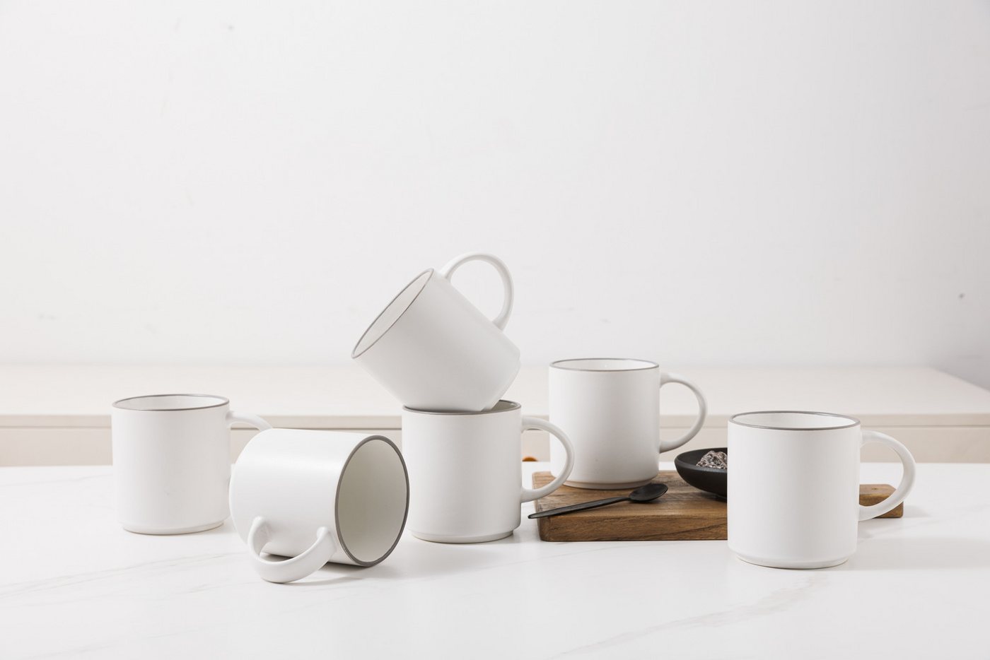 OTTO home Becher Kaffeebecher Ylvii, 6er Set, 6-tlg., Steinzeug, spülmaschinenfest und mikrowellengeeignet, 350 ml – Bild 2 von 5