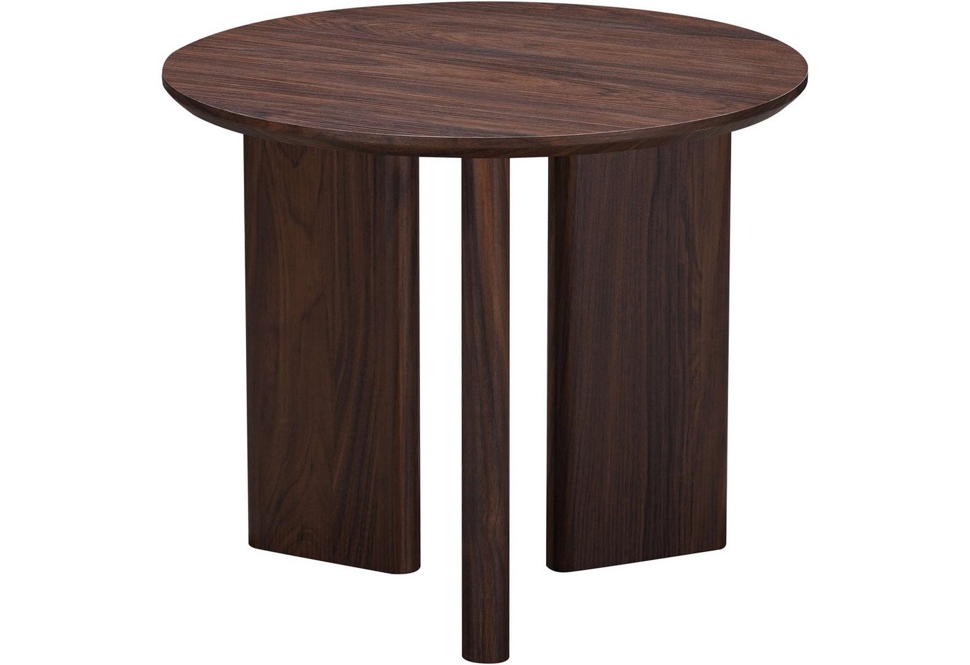 OTTO home Beistelltisch Cassian (1-St), warme Walnussoptik, außergewöhnliches Kreuzgestell, Ø 50 cm – Bild 4 von 5