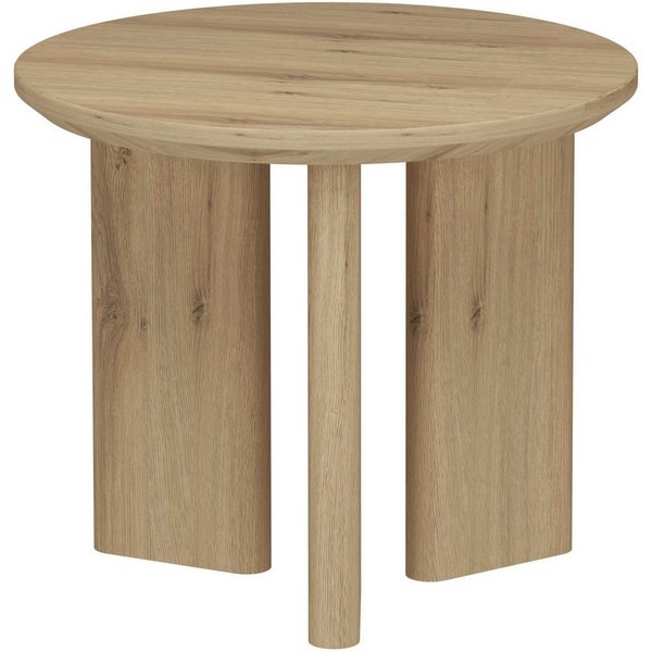 OTTO home Beistelltisch Cassian (1-St), warme Eichenoptik, außergewöhnliches Kreuzgestell, Ø 50 cm