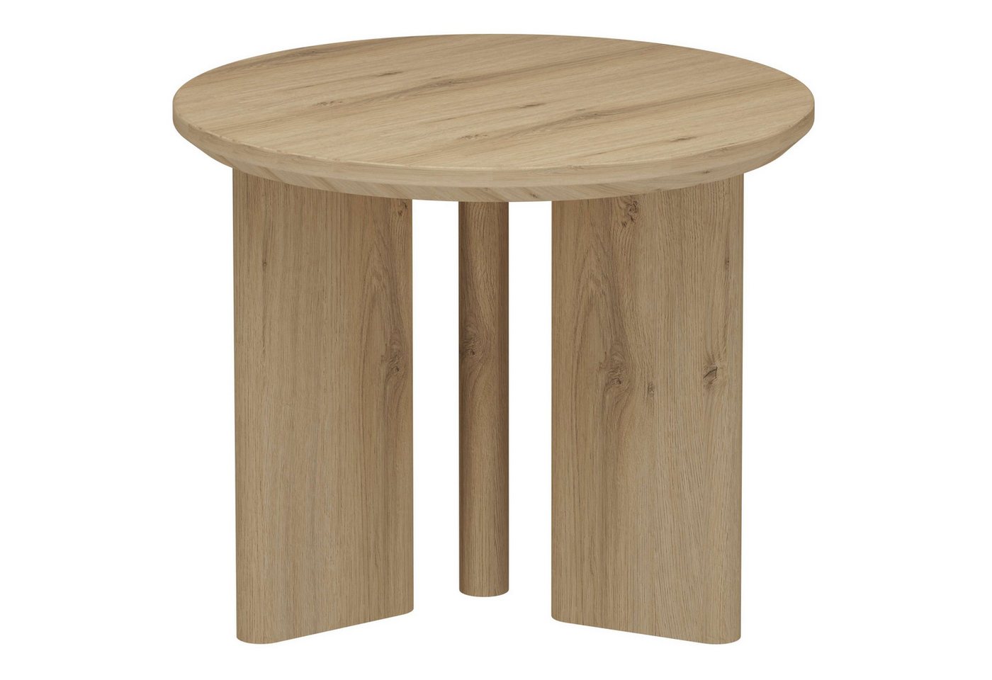 OTTO home Beistelltisch Cassian (1-St), warme Eichenoptik, außergewöhnliches Kreuzgestell, Ø 50 cm – Bild 2 von 5