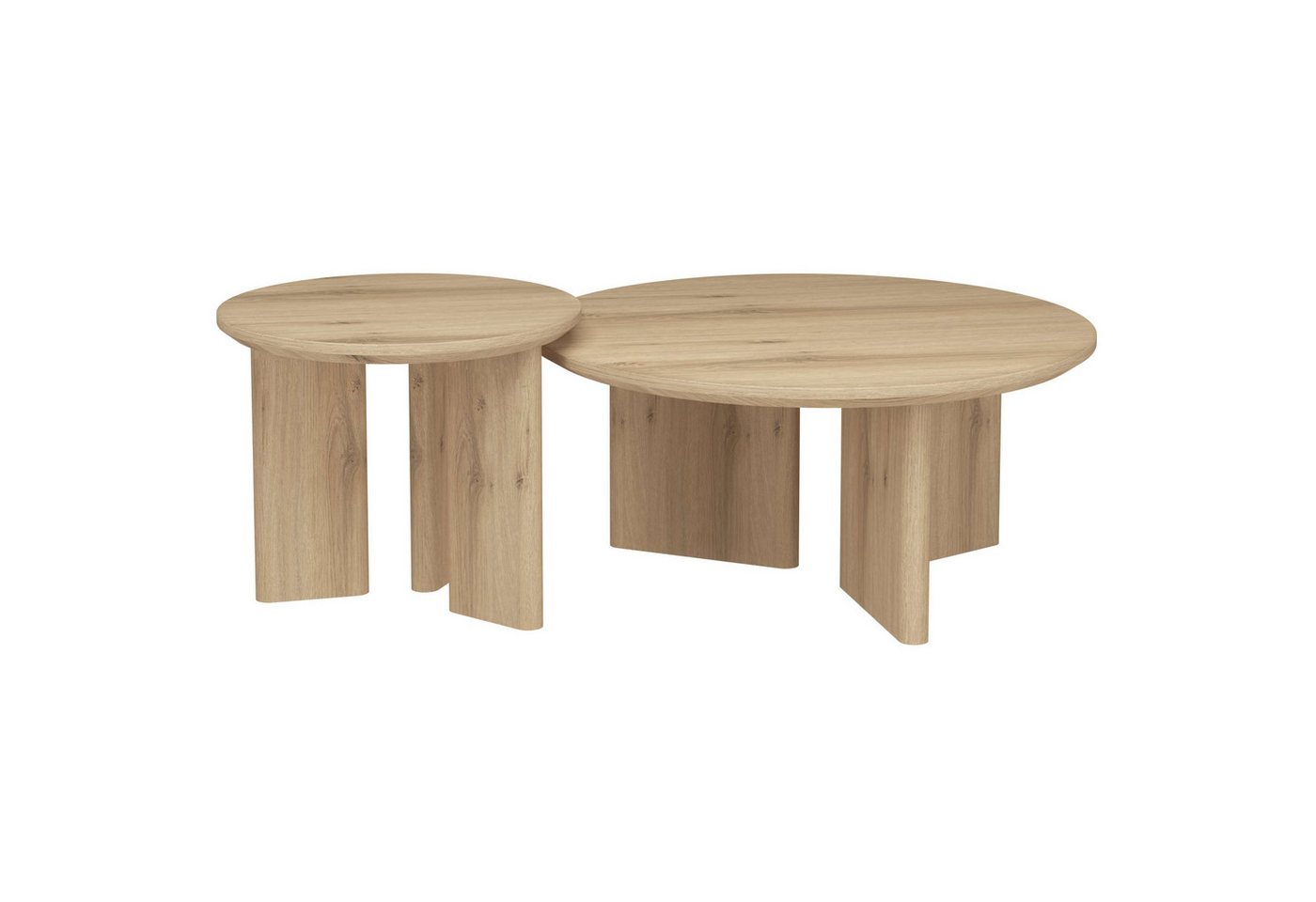 OTTO home Beistelltisch Cassian (1-St), warme Eichenoptik, außergewöhnliches Kreuzgestell, Ø 50 cm – Bild 5 von 5
