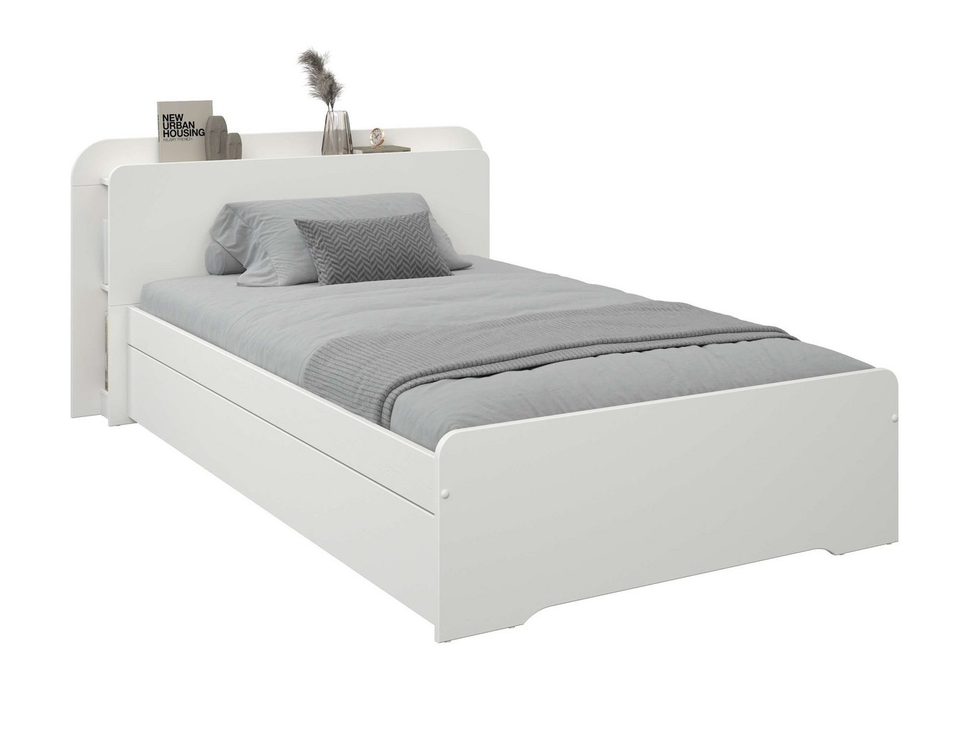 OTTO home Bett Ismund, Stauraum im Kopfteil, Stauraumbett, inklusive Lattenrost, teilmassiv, Bettkasten optional – Bild 5 von 5