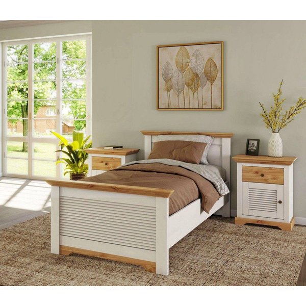 OTTO home Bett Rauna, Landhausstil, edles Design mit Lamellen und Kassetten, 2 Farben (Breite/Belastbarkeit 180cm=220 KG, 90cm=120KG), FSC® zertifiziertes Kiefe