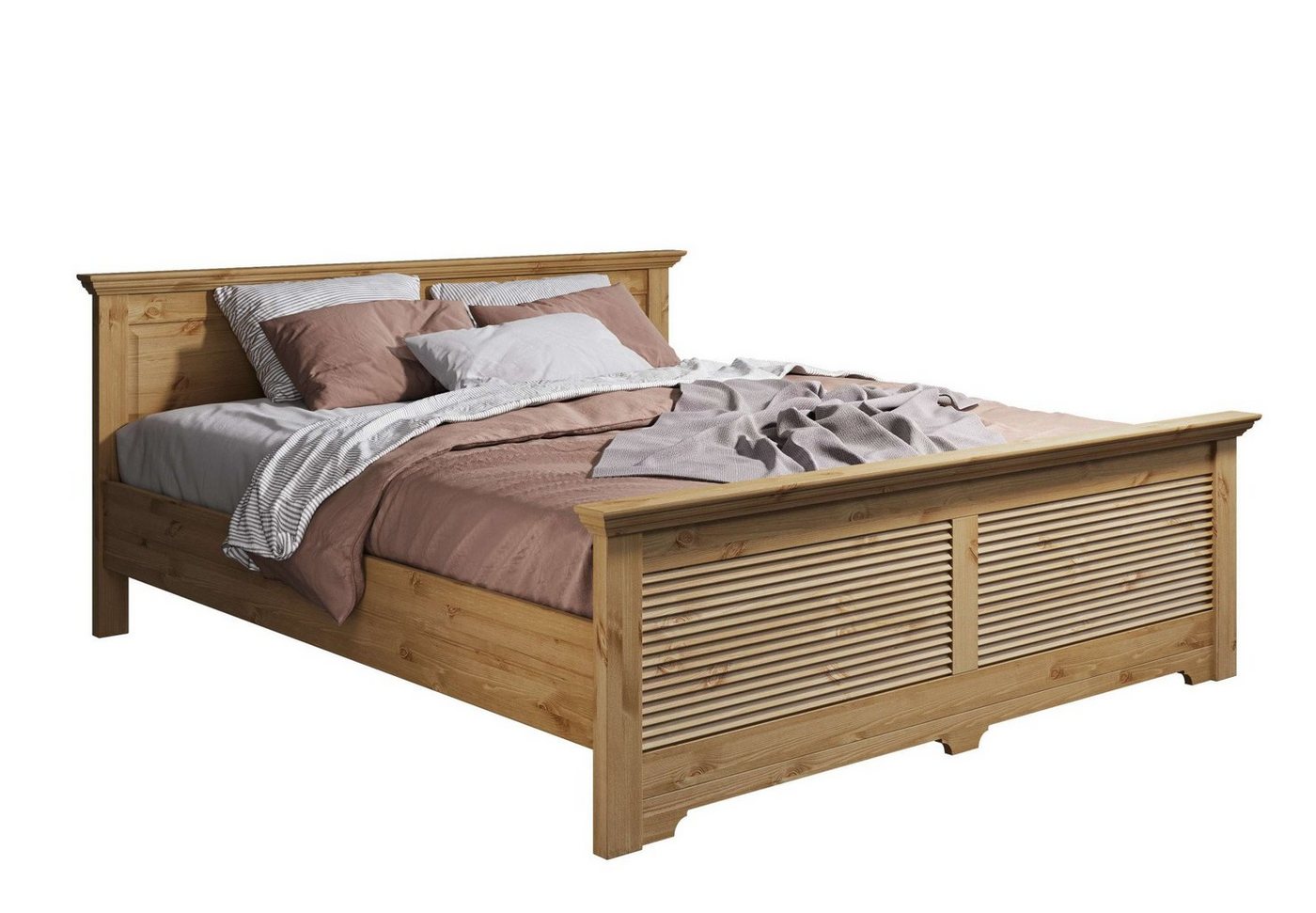 OTTO home Bett Rauna, Landhausstil, edles Design mit Lamellen und Kassetten, 2 Farben (Breite/Belastbarkeit 180cm=220 KG, 90cm=120KG), FSC® zertifiziertes Kiefe – Bild 5 von 5