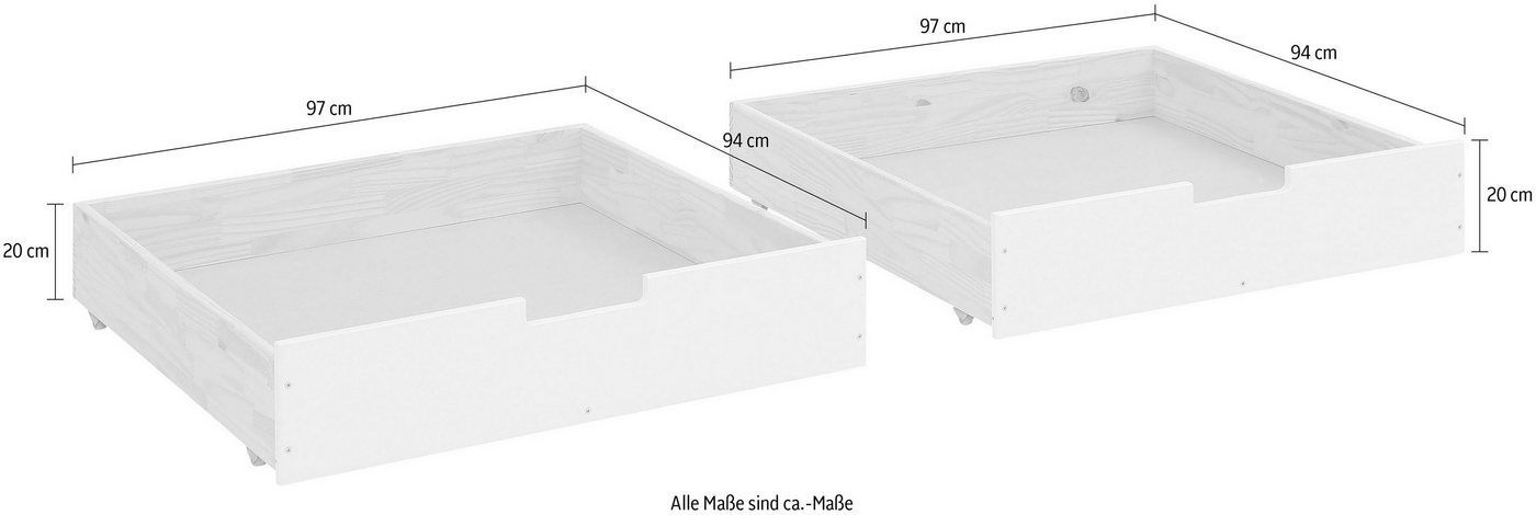 OTTO home Bettschubkasten Janne, 2er Set, Kiefernholz und MDF, Breite je Schubkasten 97 cm – Bild 3 von 5