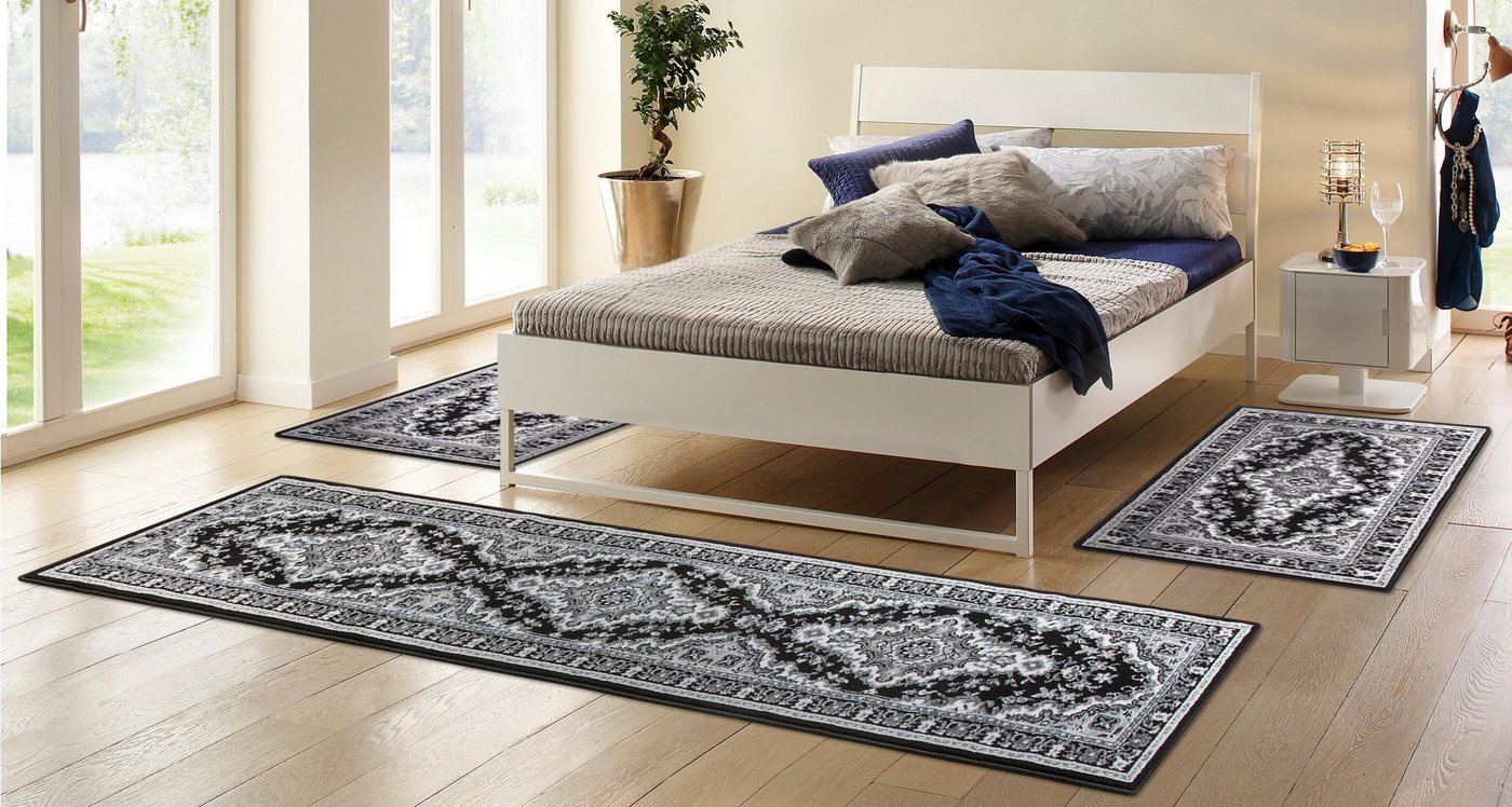 OTTO home Bettumrandung Oriental, Made in Belgium, Höhe 7 mm, (1-tlg), Läufer-Set, Kurzflor, Orient-Optik, mit Bordüre, pflegeleicht, elegant – Bild 2 von 5