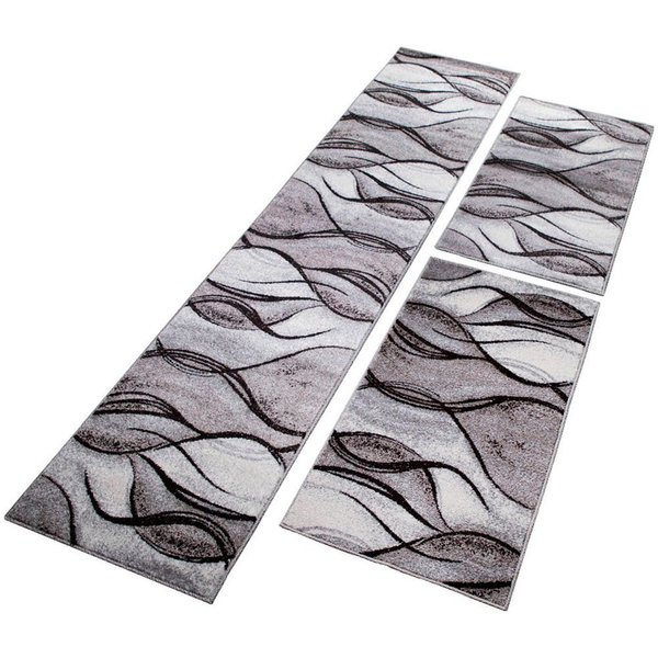 OTTO home Bettumrandung Tritom, Höhe 9 mm, (3-tlg), mit besonders weichem Flor, Kurzflor, modernes Wellen Muster
