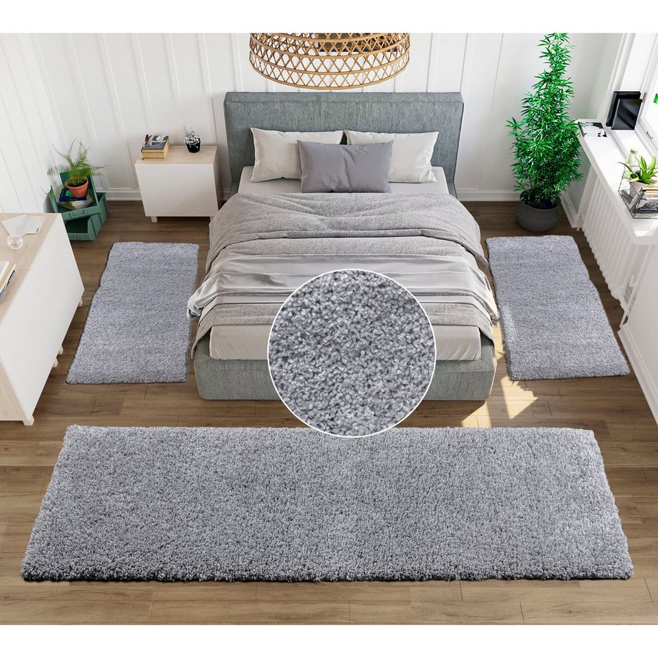 OTTO home Bettumrandung Viva, Höhe 45 mm, (3-tlg), Bettvorleger, Läufer-Set, Uni-Farben, einfarbig, besonders kuschelig – Bild 2 von 5